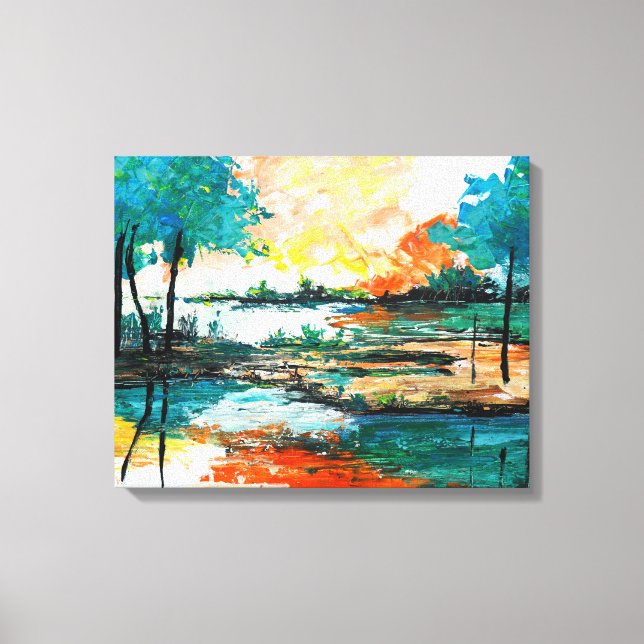 Colourful Abstract Landscape Stretched Canvas Prin Print (Front)