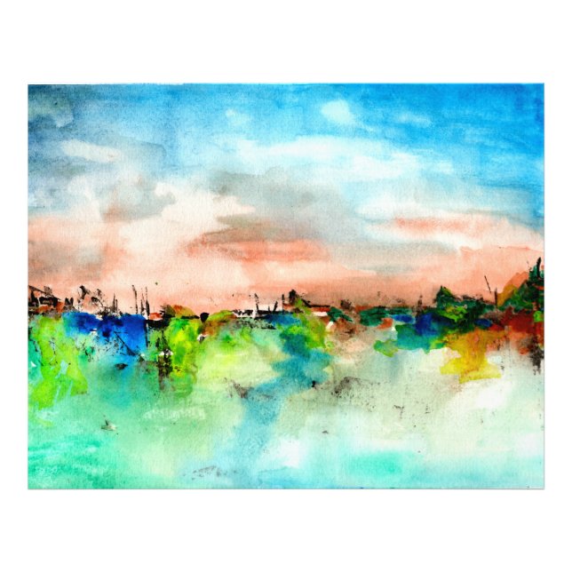 Colourful Abstract Landscape Watercolor Print (Front)