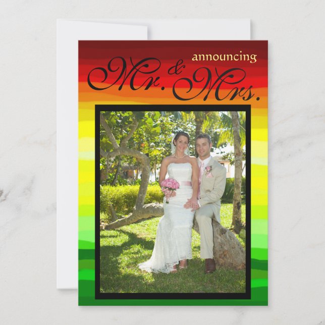 Colourful Abstract Landscape - Wedding Announcemen Invitation (Front)