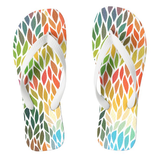 Colourful Abstract Leafs Pattern Jandals (Footbed)