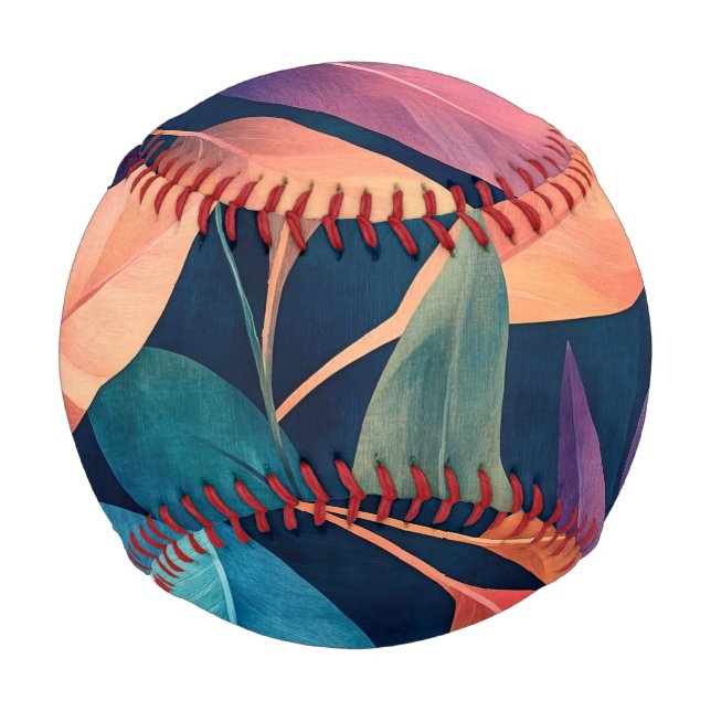 Colourful Abstract Leaves Baseball (Front)