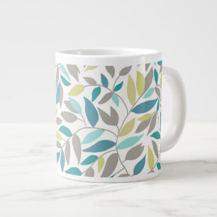 Colourful abstract leaves large coffee mug