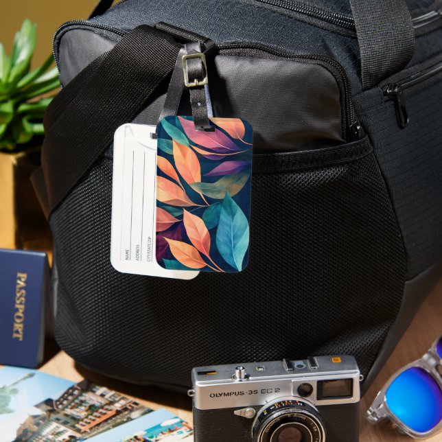 Colourful Abstract Leaves Luggage Tag (Front & Back)