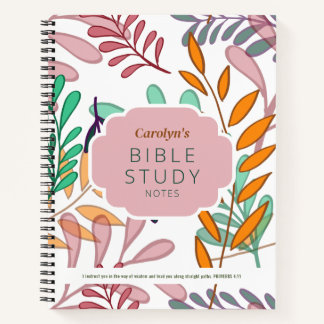 Colourful Abstract Leaves Personalised Bible Study Notebook