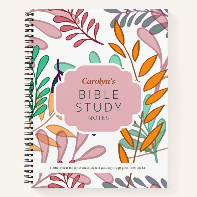 Colourful Abstract Leaves Personalised Bible Study Notebook (Front)