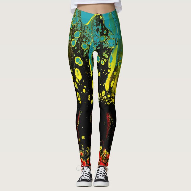 Colourful Abstract Leggings - "The Beginning" (Front)