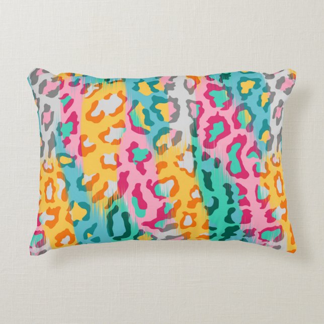 Colourful Abstract leopard animal skin background. Decorative Cushion (Front)