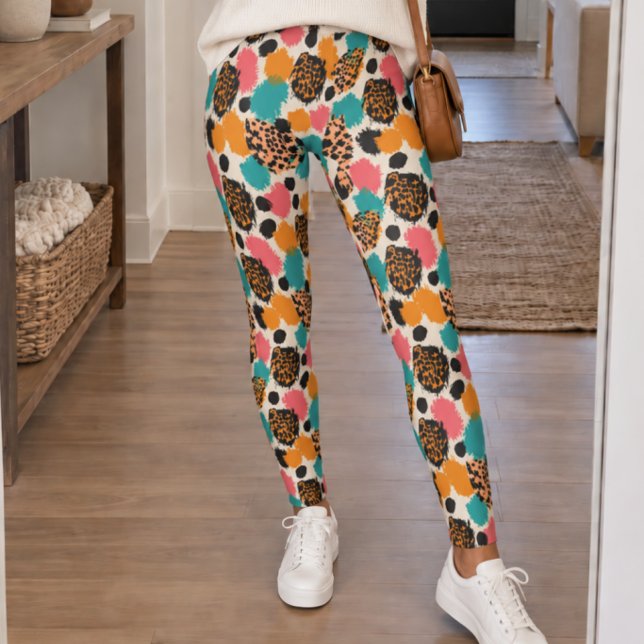 Colourful Abstract Leopard Print Leggings (Creator Uploaded)