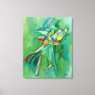 Colourful Abstract Line Fine Art Green Red Yellow Canvas Print