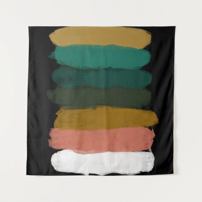 Colourful abstract lines, modern brush strokes. tapestry (Front)