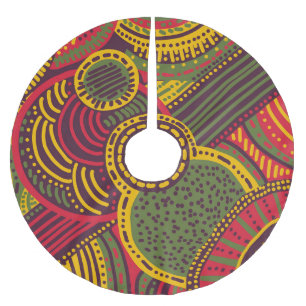 Colourful Abstract Lines   Pink Purple Yellow Gree Brushed Polyester Tree Skirt