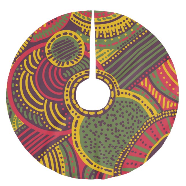 Colourful Abstract Lines | Pink Purple Yellow Gree Brushed Polyester Tree Skirt (Front)