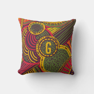 Colourful Abstract Lines   Pink Purple Yellow Gree Cushion
