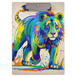Colourful abstract Lion animal art design  Clipboard