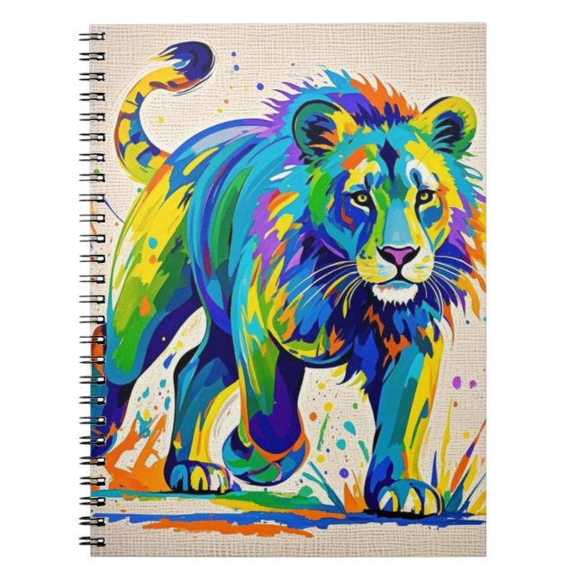 Colourful abstract Lion animal art design  Notebook (Front)