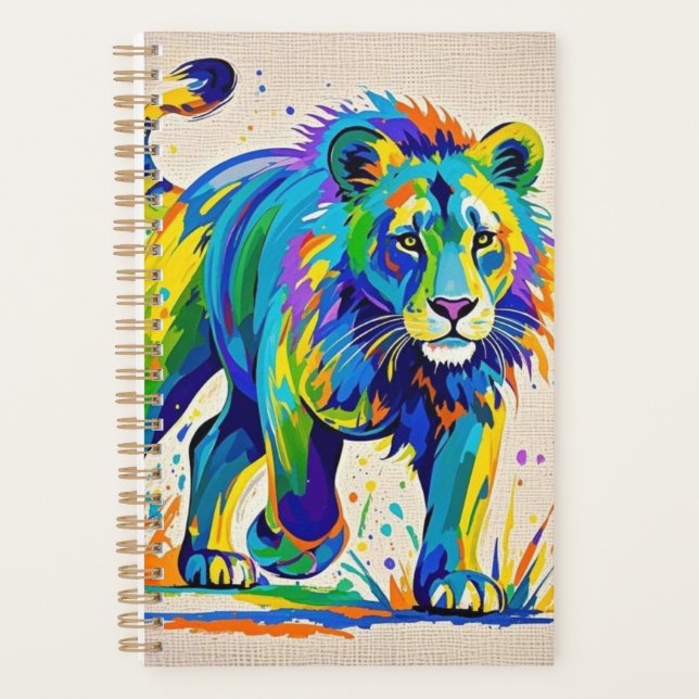 Colourful abstract Lion animal art design  Planner (Front)