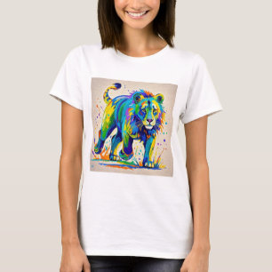 Colourful abstract Lion animal art design  T-Shirt