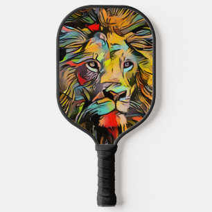 Colourful Abstract Lion Challenging Hard Pickleball Paddle