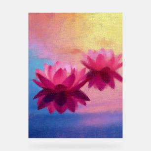 Colourful Abstract Lotus Flowers Acrylic Sign