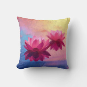 Colourful Abstract Lotus Flowers Cushion