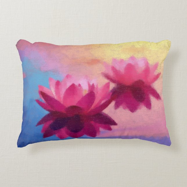 Colourful Abstract Lotus Flowers Decorative Cushion (Front)