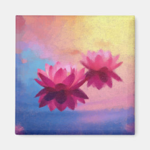Colourful Abstract Lotus Flowers Magnet