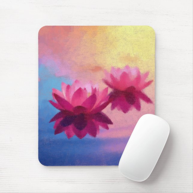 Colourful Abstract Lotus Flowers Mouse Pad (With Mouse)