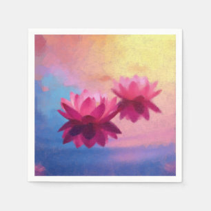 Colourful Abstract Lotus Flowers Napkin