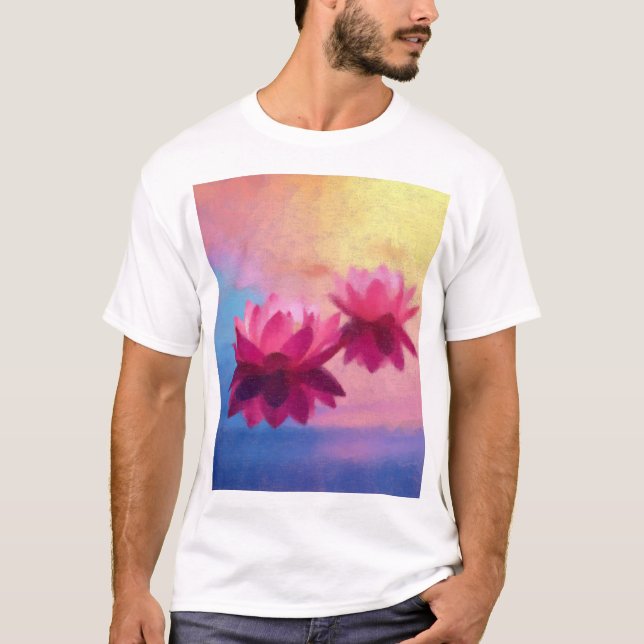 Colourful Abstract Lotus Flowers T-Shirt (Front)