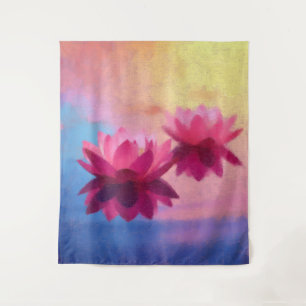 Colourful Abstract Lotus Flowers Tapestry