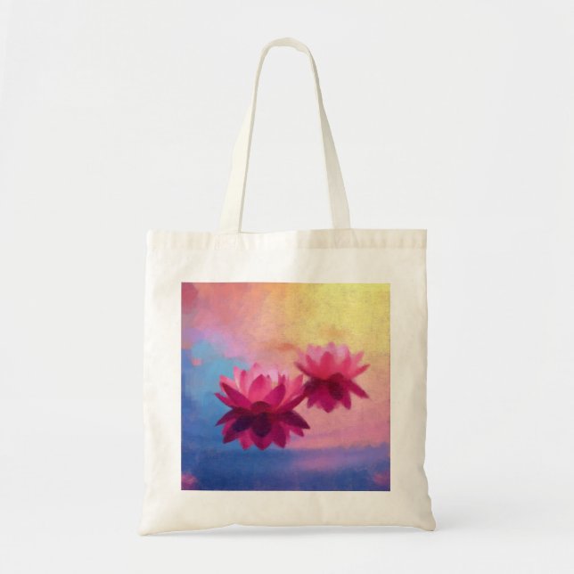 Colourful Abstract Lotus Flowers Tote Bag (Front)