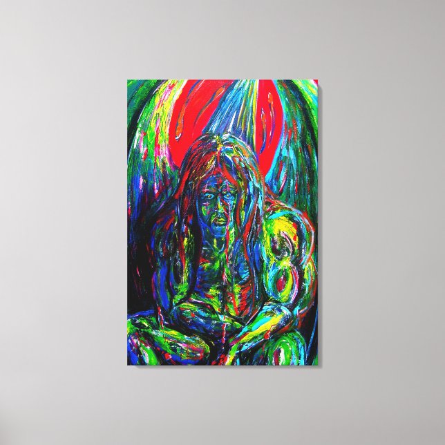 Colourful Abstract Man Oil on Canvas Print (Front)