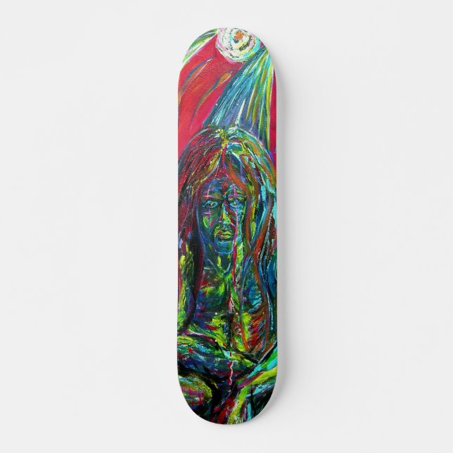 Colourful Abstract Man Oil on Canvas Skateboard (Front)