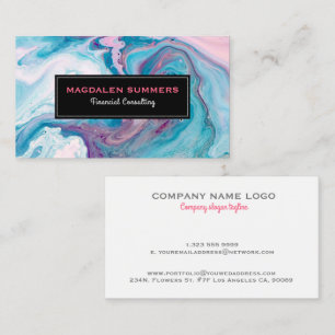 Colourful Abstract Marble Swirls Business Card