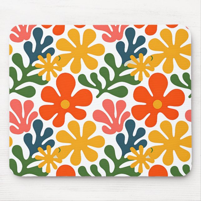 Colourful Abstract Matisse Floral Retro Art Mouse Pad (Front)