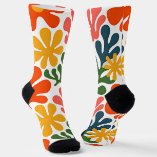 Colourful Abstract Matisse Floral Retro Art Socks