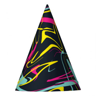Colourful Abstract Memphis Lines Pattern Party Hat