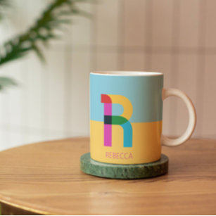 Colourful Abstract Modern Alphabet Letter R Named Coffee Mug