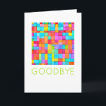 Colourful Abstract Modern Art GOODBYE Card<br><div class="desc">Abstract Woven Artwork in bright watercolor oranges,  blues,  pinks,  yellows on white background with custom GOODBYE in green. Easy to personalise text,  text colour. A colourful way to say goodbye. Modern,  Colourful,  Timeless. Mix and match entire Abstract Art Collection by TMCdesigns.</div>