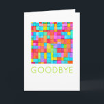 Colourful Abstract Modern Art GOODBYE Card<br><div class="desc">Abstract Woven Artwork in bright watercolor oranges,  blues,  pinks,  yellows on white background with custom GOODBYE in green. Easy to personalise text,  text colour. A colourful way to say goodbye. Modern,  Colourful,  Timeless. Mix and match entire Abstract Art Collection by TMCdesigns.</div>