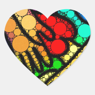 Colourful Abstract Modern Art Heart Sticker