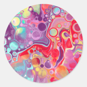 Colourful Abstract Modern Digital Art  Classic Round Sticker