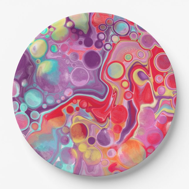 Colourful Abstract Modern Digital Art    Paper Plate (Front)