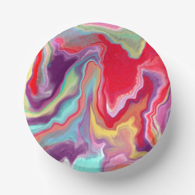 Colourful Abstract Modern Digital Art    Paper Plate (Front)