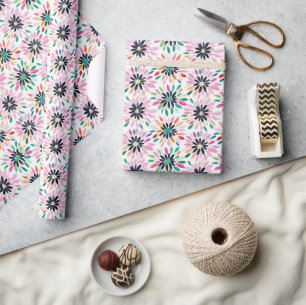 Colourful Abstract Modern Flower Pattern Wrapping Paper