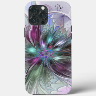 Colourful Abstract Modern Fractal Flower Initials iPhone 13 Pro Max Case