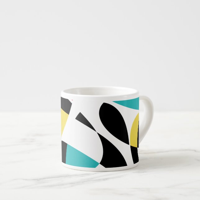 Colourful, abstract, modern, fun geometric pattern espresso cup (Front Right)