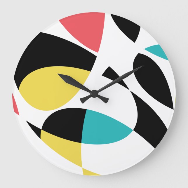 Colourful, abstract, modern, fun geometric pattern large clock (Front)