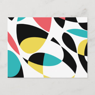 Colourful, abstract, modern, fun geometric pattern postcard
