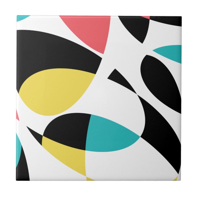 Colourful, abstract, modern, fun geometric pattern tile (Front)